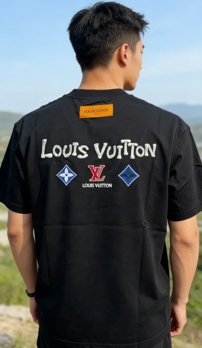 Louis Vuitton/Louis Vuitton 26ss embroidered presbyopic letter short sleeves